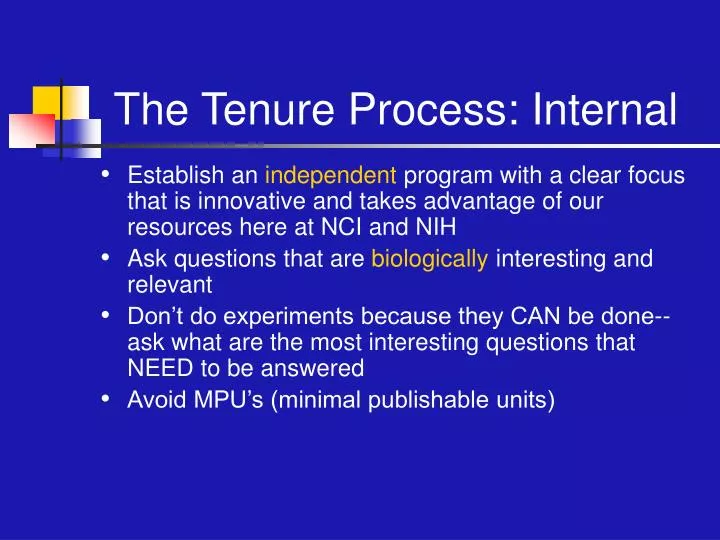 the tenure process internal