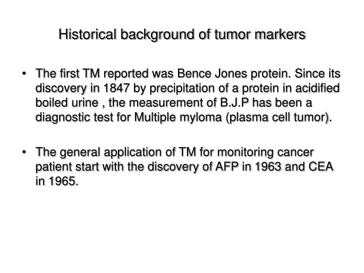 historical background of tumor markers