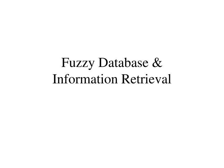 fuzzy database information retrieval