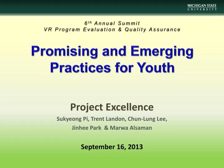 promising and emerging practices for youth
