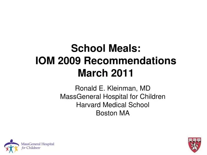 school meals iom 2009 recommendations march 2011