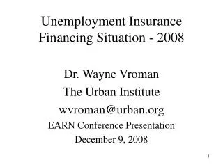 Unemployment Insurance Financing Situation - 2008