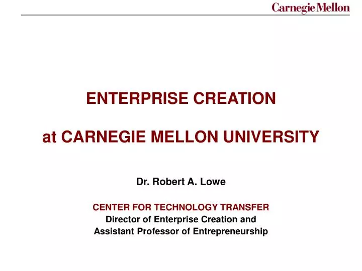 enterprise creation at carnegie mellon university
