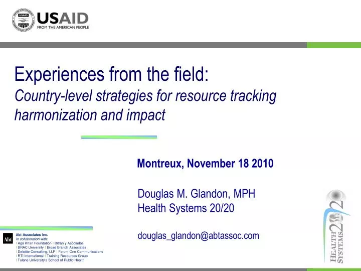 experiences from the field country level strategies for resource tracking harmonization and impact