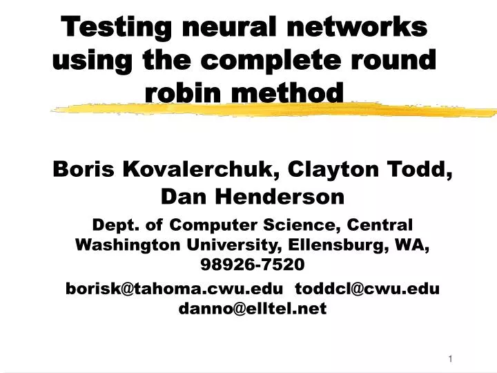 testing neural networks using the complete round robin method