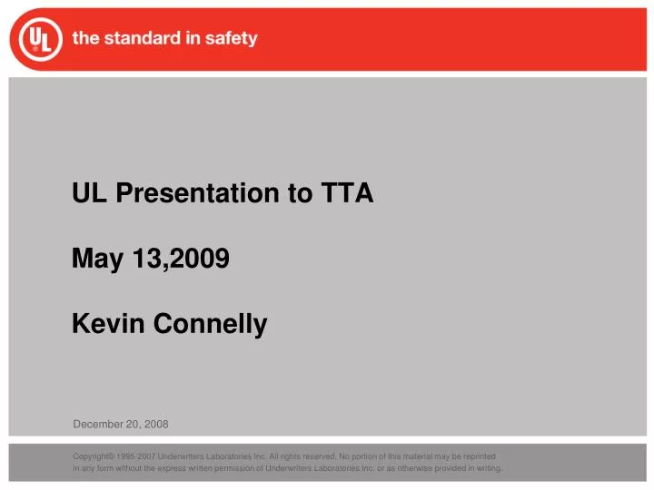 ul presentation to tta may 13 2009 kevin connelly
