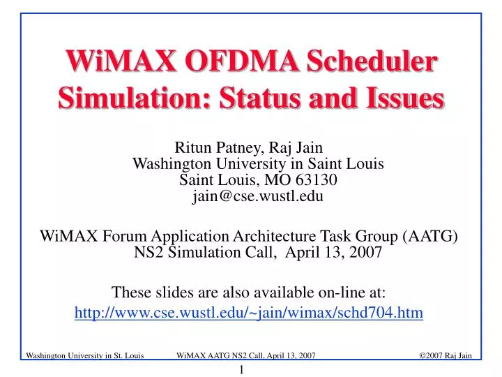 wimax ofdma scheduler simulation status and issues