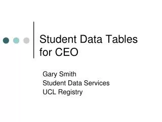 Student Data Tables for CEO