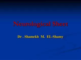 Neurological Sheet