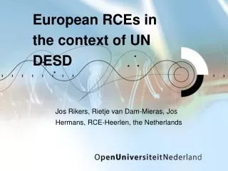 European RCEs in the context of UN DESD