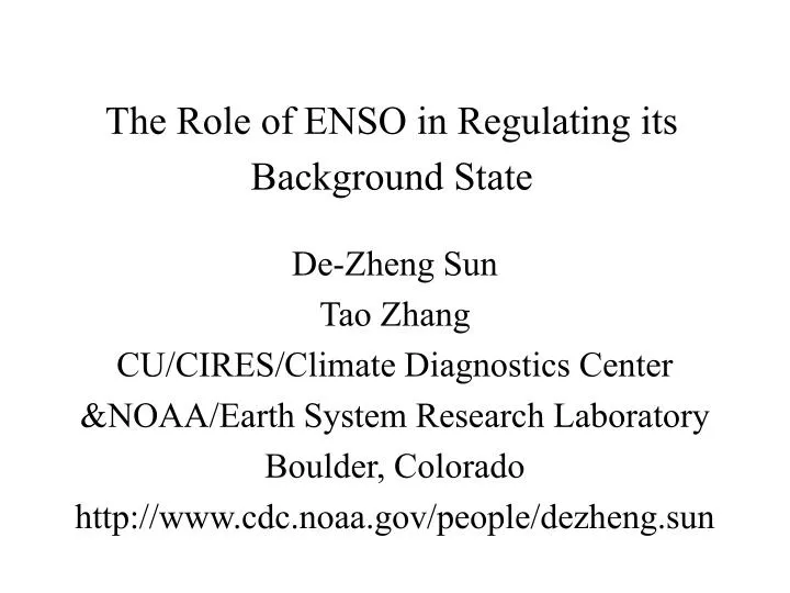 the role of enso in regulating its background state