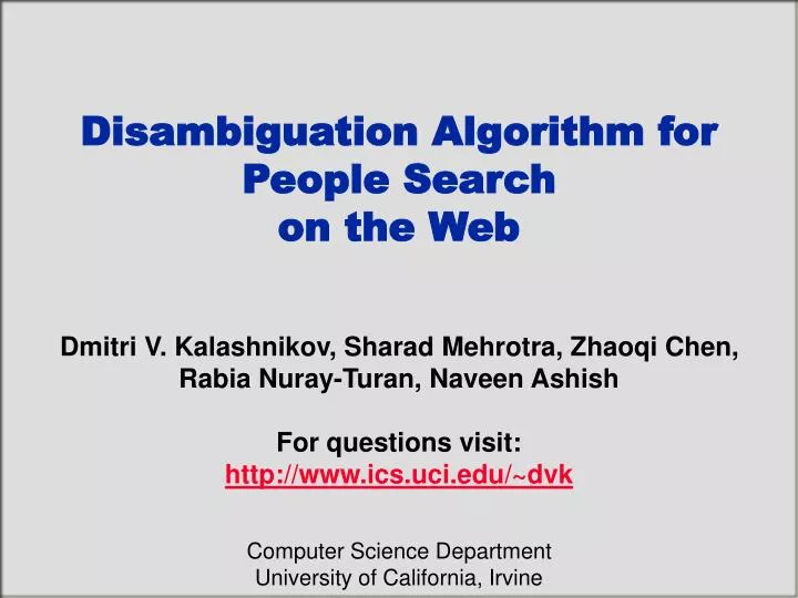 disambiguation algorithm for people search on the web