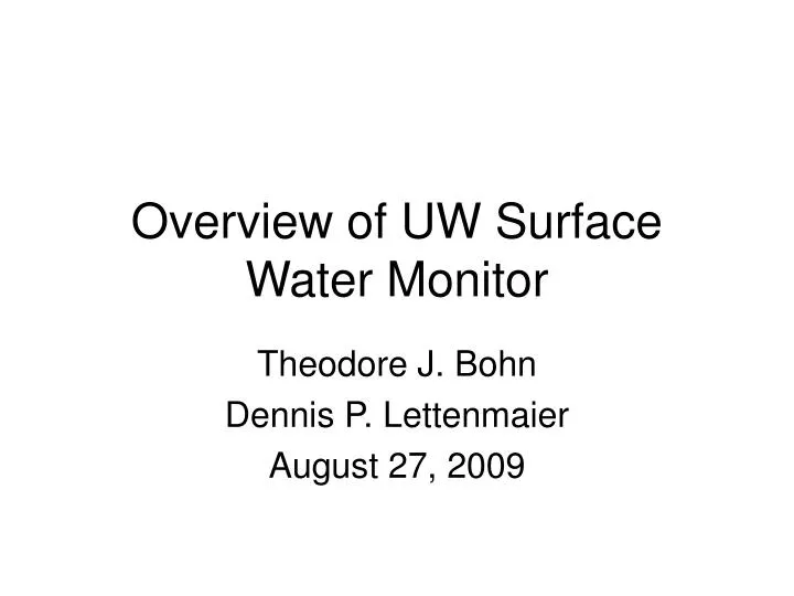 overview of uw surface water monitor
