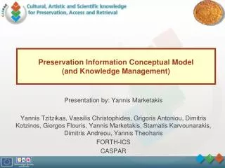 Preservation Information Conceptual Model (and Knowledge Management)