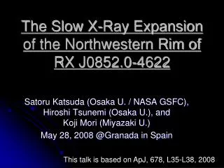 The Slow X-Ray Expansion of the Northwestern Rim of RX J0852.0-4622