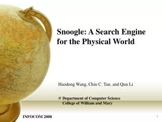 Snoogle: A Search Engine for the Physical World