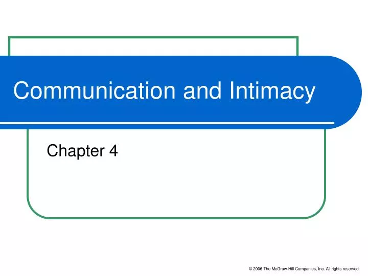 communication and intimacy