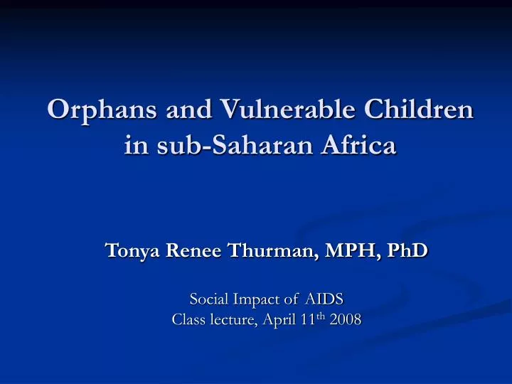 orphans and vulnerable children in sub saharan africa