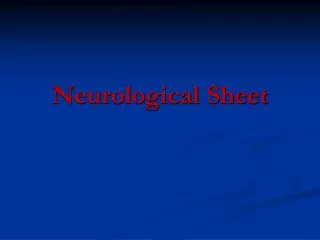 Neurological Sheet