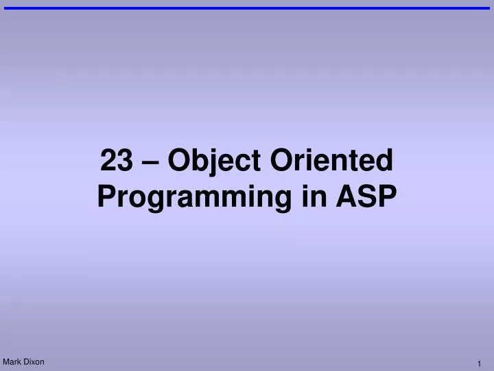 23 object oriented programming in asp