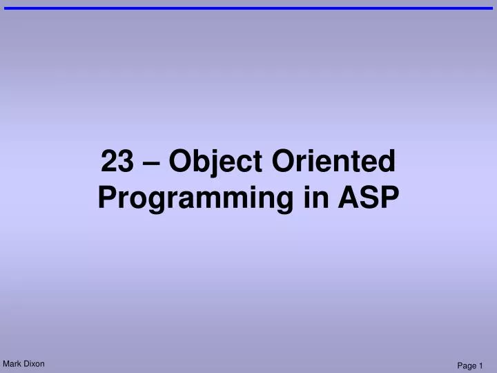 23 object oriented programming in asp