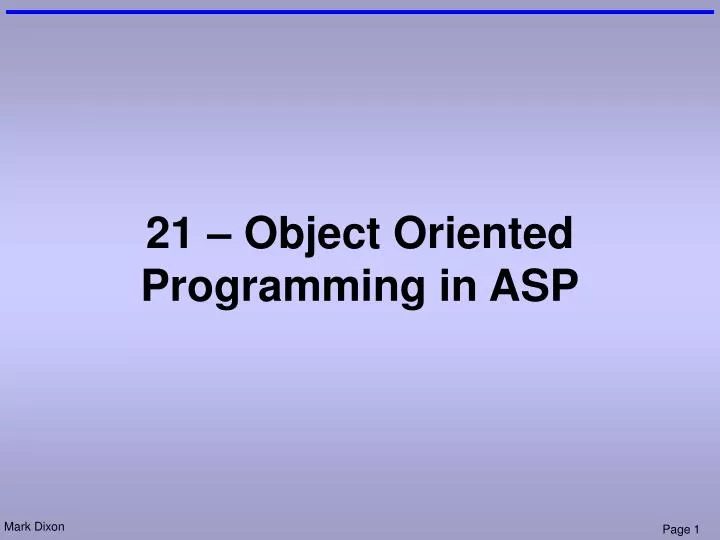 21 object oriented programming in asp
