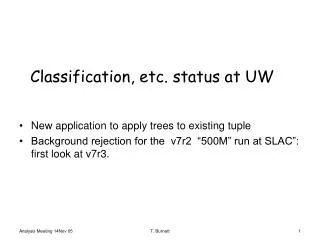 Classification, etc. status at UW