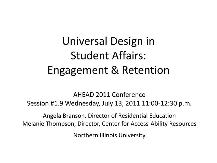 universal design in student affairs engagement retention