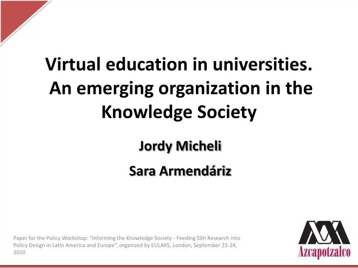 virtual education in universities an emerging organization in the knowledge society