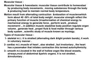 Muscular tissue :