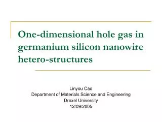One-dimensional hole gas in germanium silicon nanowire hetero-structures