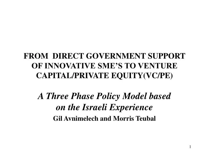 from direct government support of innovative sme s to venture capital private equity vc pe