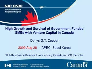High Growth and Survival of Government Funded SMEs with Venture Capital in Canada