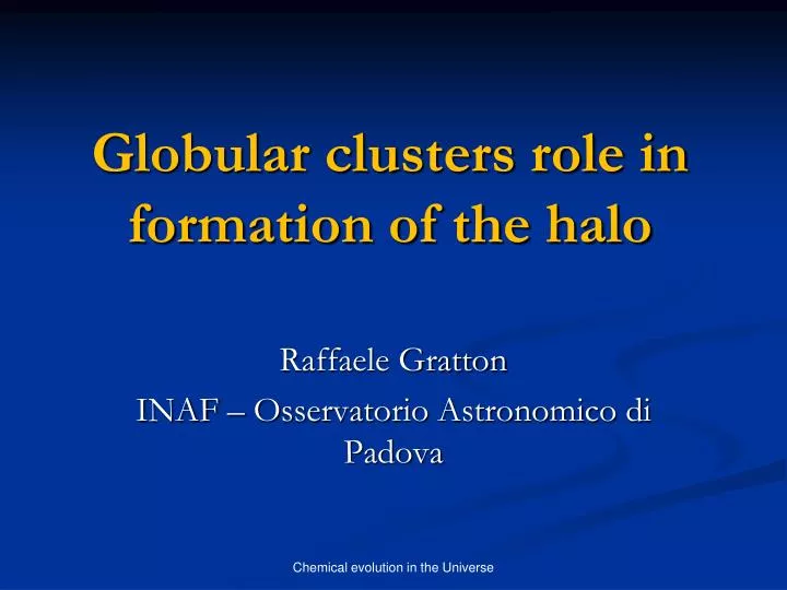globular clusters role in formation of the halo