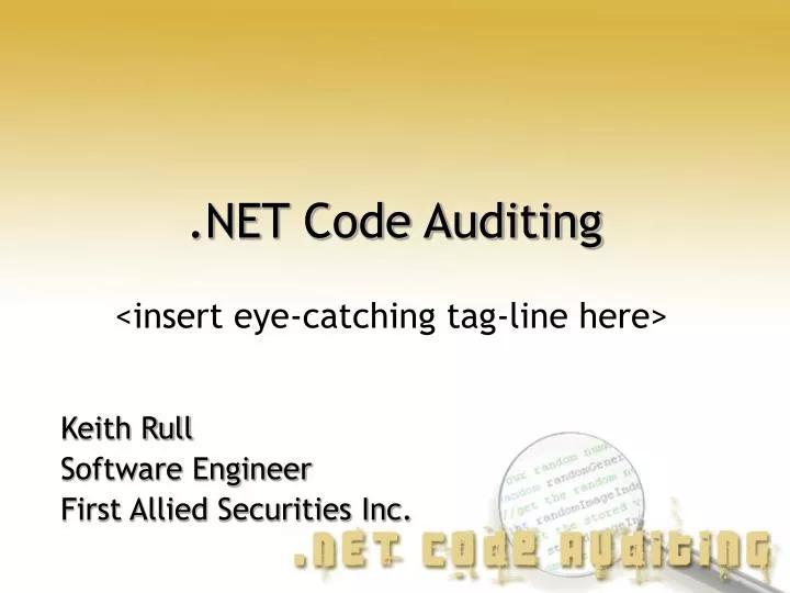 net code auditing