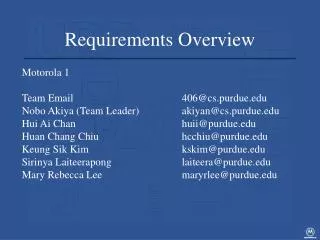 Requirements Overview