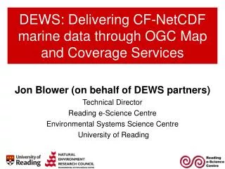 DEWS: Delivering CF-NetCDF marine data through OGC Map and Coverage Services