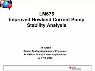 LM675 Improved Howland Current Pump Stability Analysis