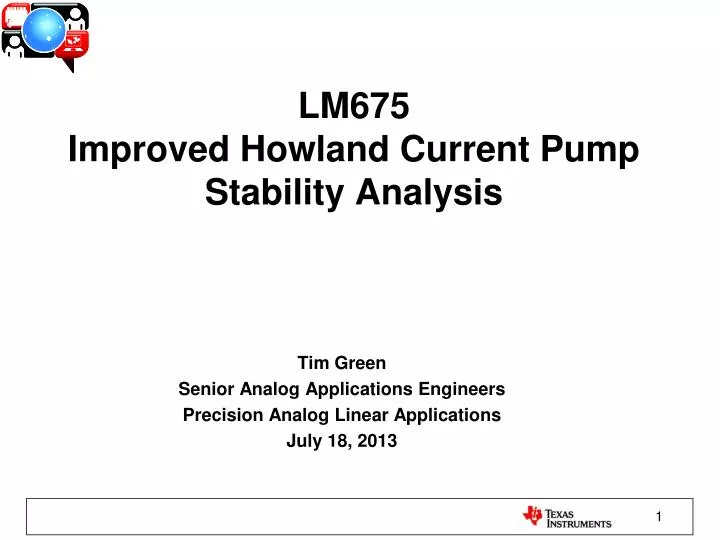 lm675 improved howland current pump stability analysis