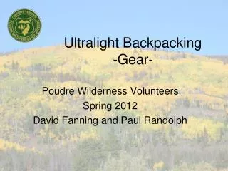 Ultralight Backpacking -Gear-