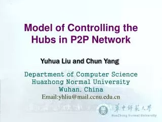 Model of Controlling the Hubs in P2P Network