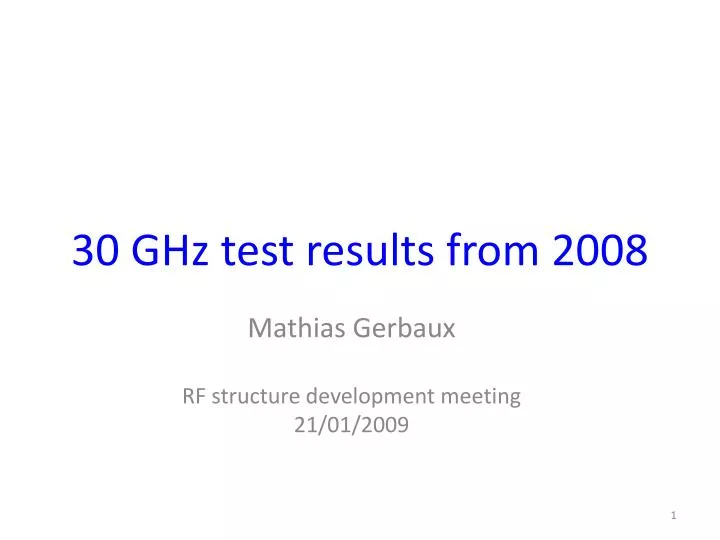 30 ghz test results from 2008