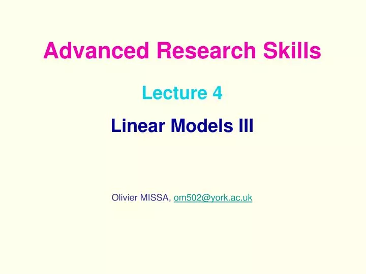 lecture 4 linear models iii