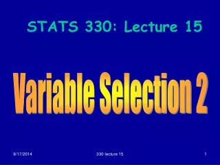 STATS 330: Lecture 15