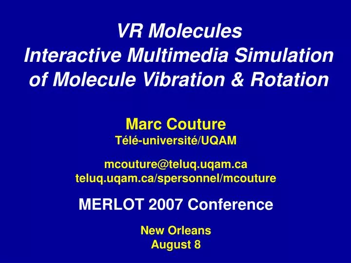 vr molecules interactive multimedia simulation of molecule vibration rotation