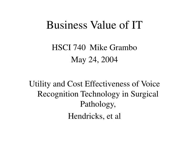 business value of it