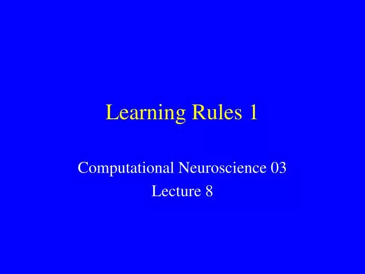 learning rules 1