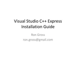 Visual Studio C++ Express Installation Guide