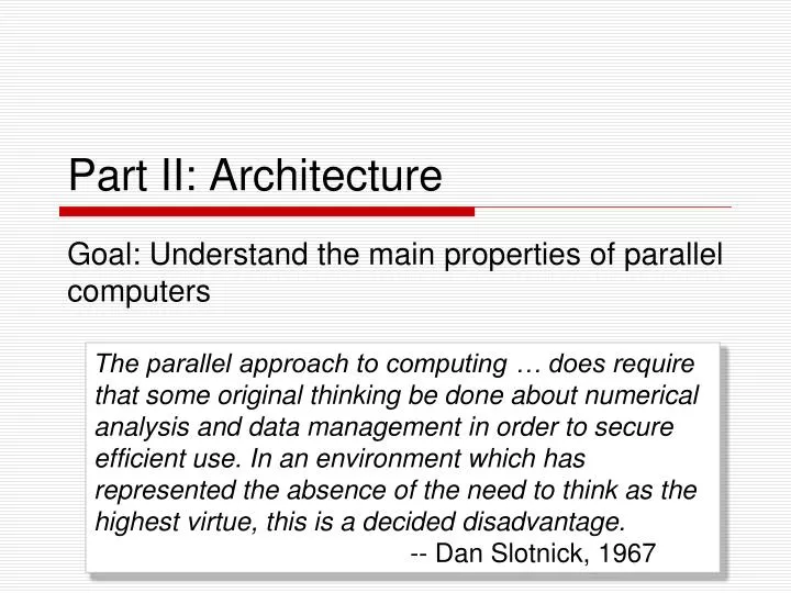 part ii architecture