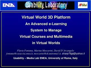Virtual World 3D Platform An Advanced e-Learning System to Manage